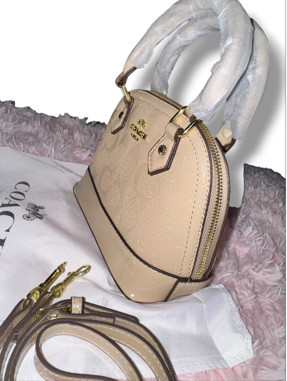 Coach Beige Signature Shoulder Bag Crossbody